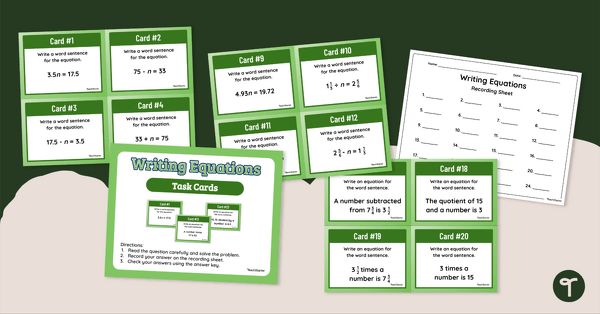 Go to Writing Equations – Task Cards teaching resource