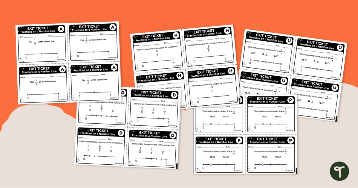 Fractions on a Number Line - Exit Tickets teaching resource
