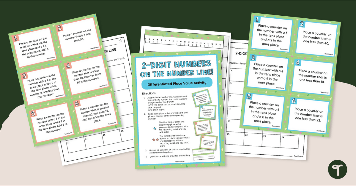 Two Step Word Problems on a Number Line - Place Value Activity teaching resource