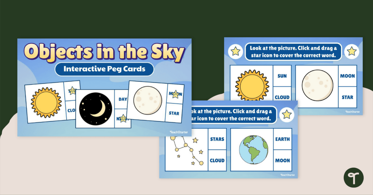 Objects in the Sky – Interactive Peg Cards teaching resource