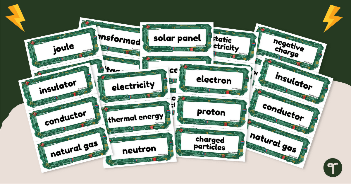 Electricity Word Wall Vocabulary teaching resource