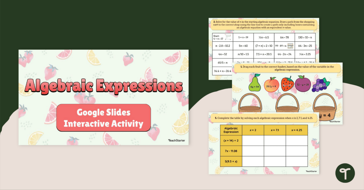 Algebraic Expressions – Google Slides Interactive Activity teaching resource
