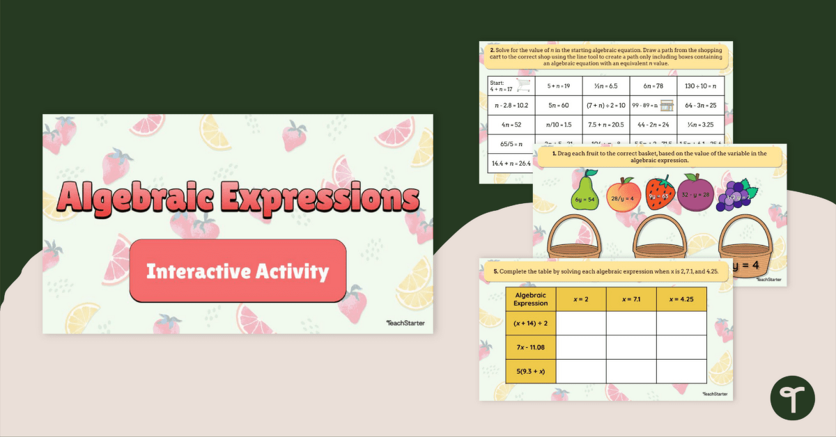 Algebraic Expressions – Interactive Activity teaching resource