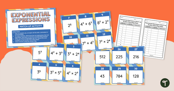 Image of Exponential Expressions – Match-Up Activity