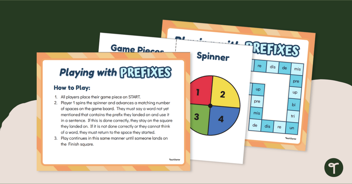 Playing with Prefixes Board Game teaching resource