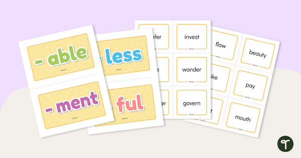 Go to Building Words with Suffixes Sorting Activity teaching resource