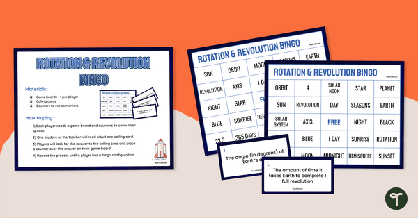 Rotation and Revolution Bingo teaching resource