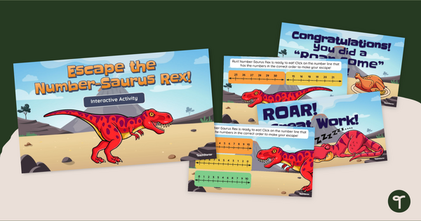 Go to Escape the Number-Saurus Rex! Number Line Sequencing Activity teaching resource