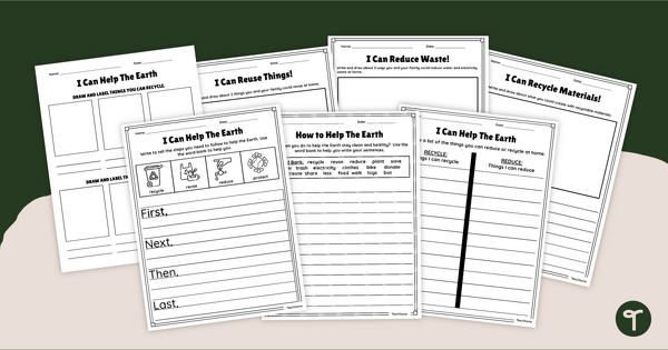 Go to Write About It! Recycling Writing Prompt Worksheets teaching resource