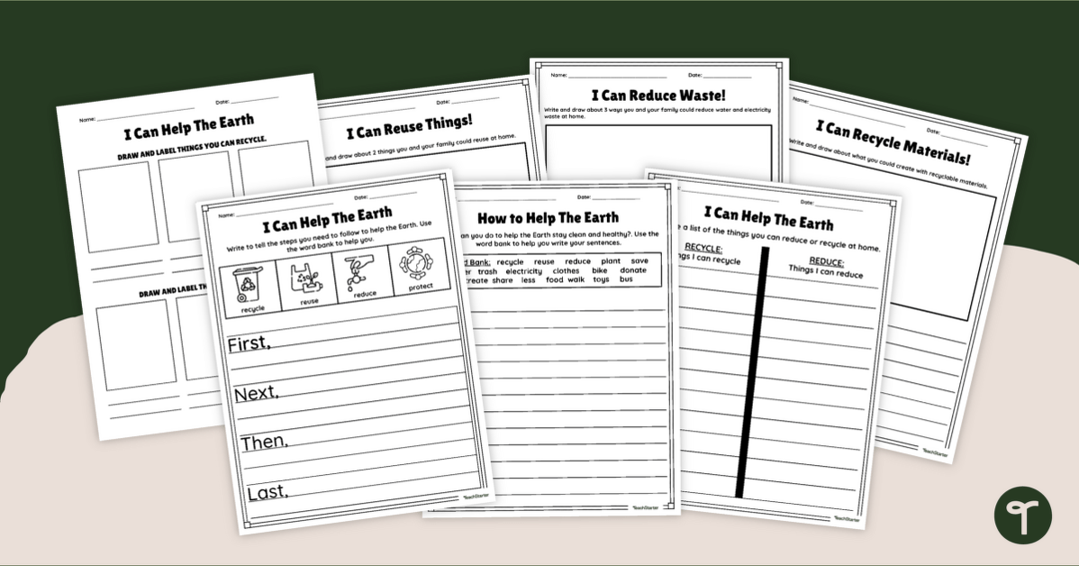 Recycling Writing Prompts - Earth Day Worksheets teaching resource