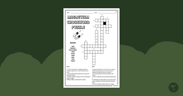 Go to Magnetism Crossword Puzzle teaching resource