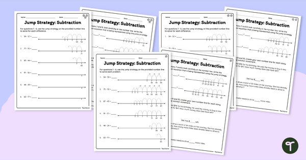 Go to Subtraction on a Number Line – Worksheets teaching resource