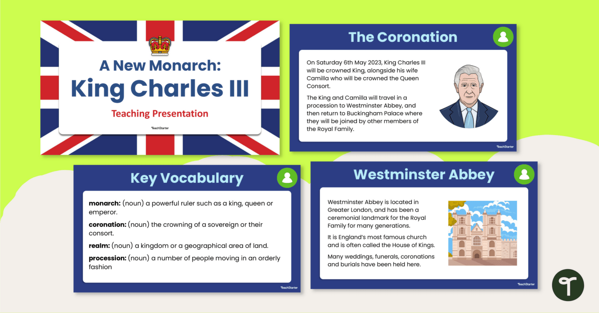 A New Monarch: King Charles III Coronation Teaching PowerPoint teaching resource