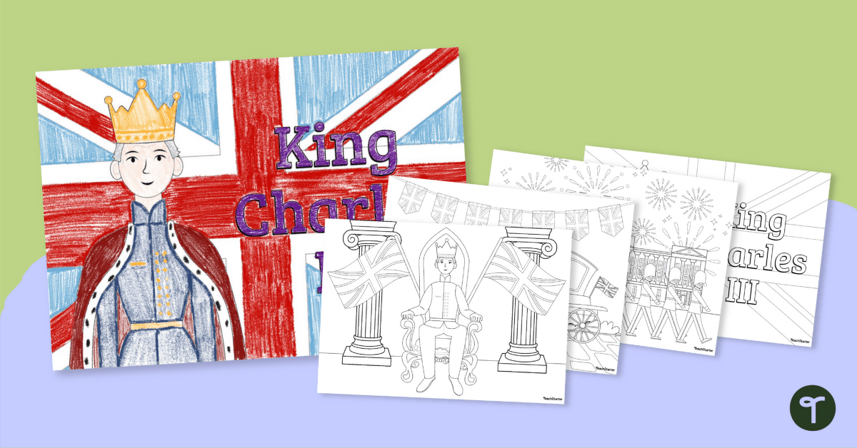 King Charles III Coronation Colouring Pages teaching resource