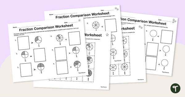 Fraction Comparison Worksheet – Differentiated teaching resource