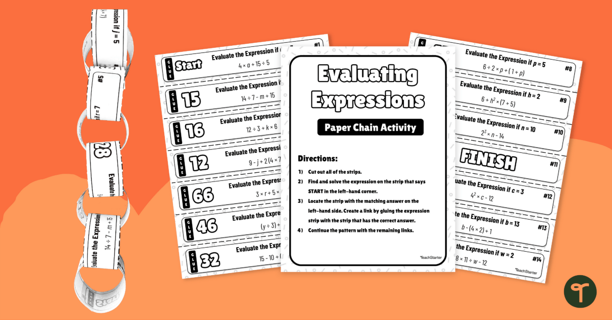 Evaluating Expressions – Paper Chain Activity teaching resource