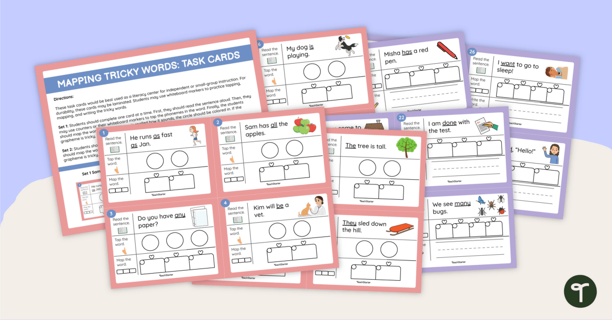 Mapping Tricky Words - Task Cards teaching resource