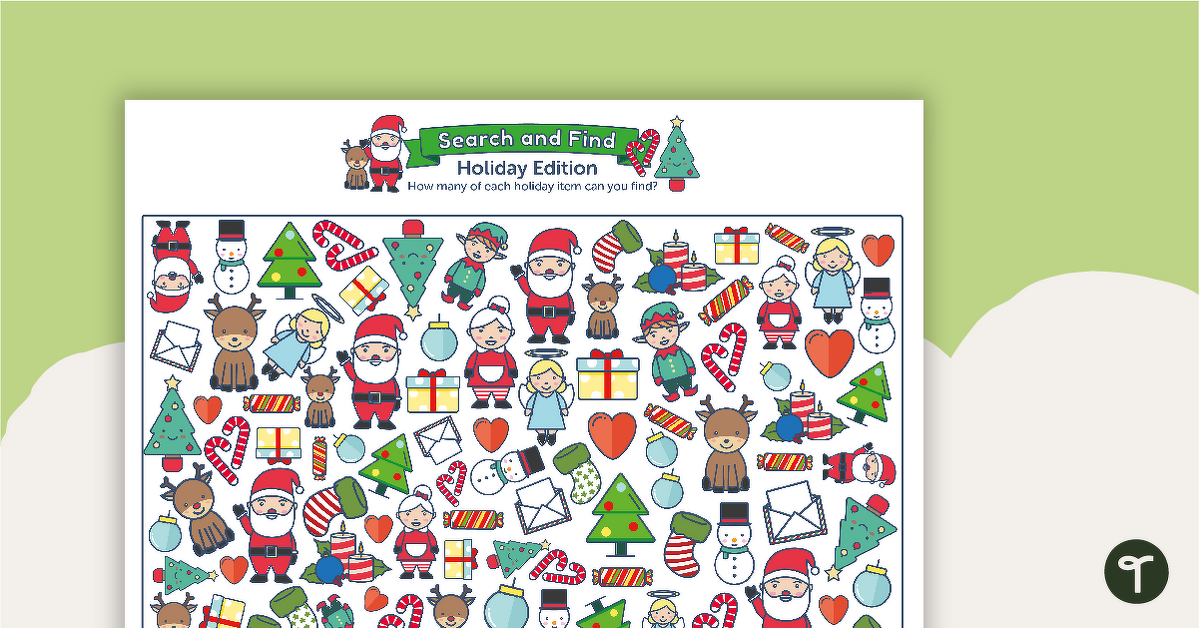 Christmas Worksheet - Search and Find teaching resource