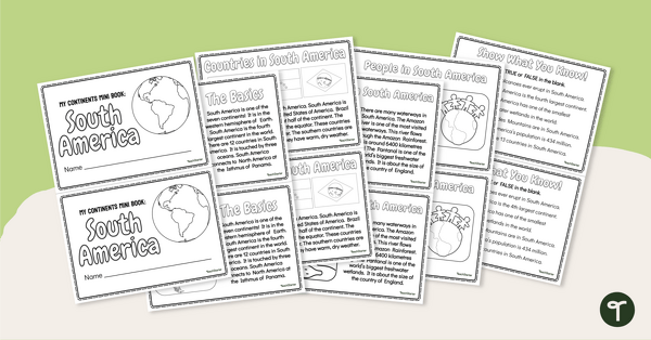 Go to The Continent of South America - Mini-Book teaching resource