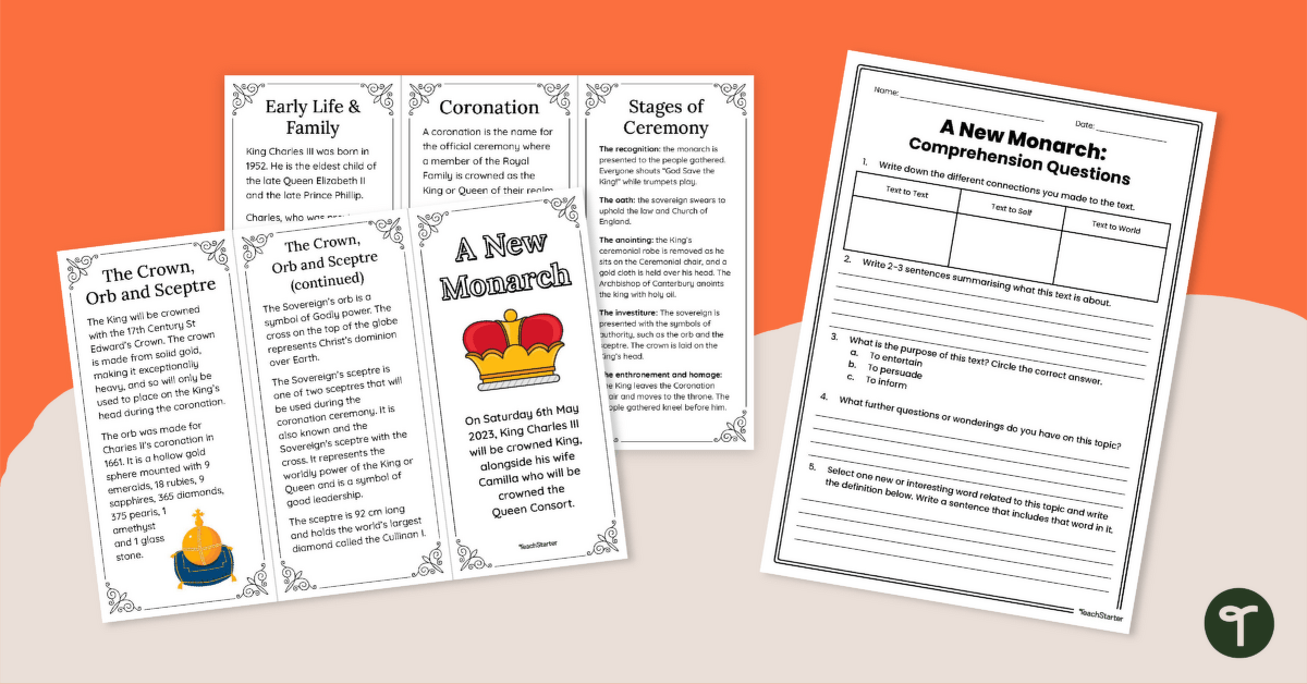 A New Monarch: Brochure and Comprehension Task teaching resource