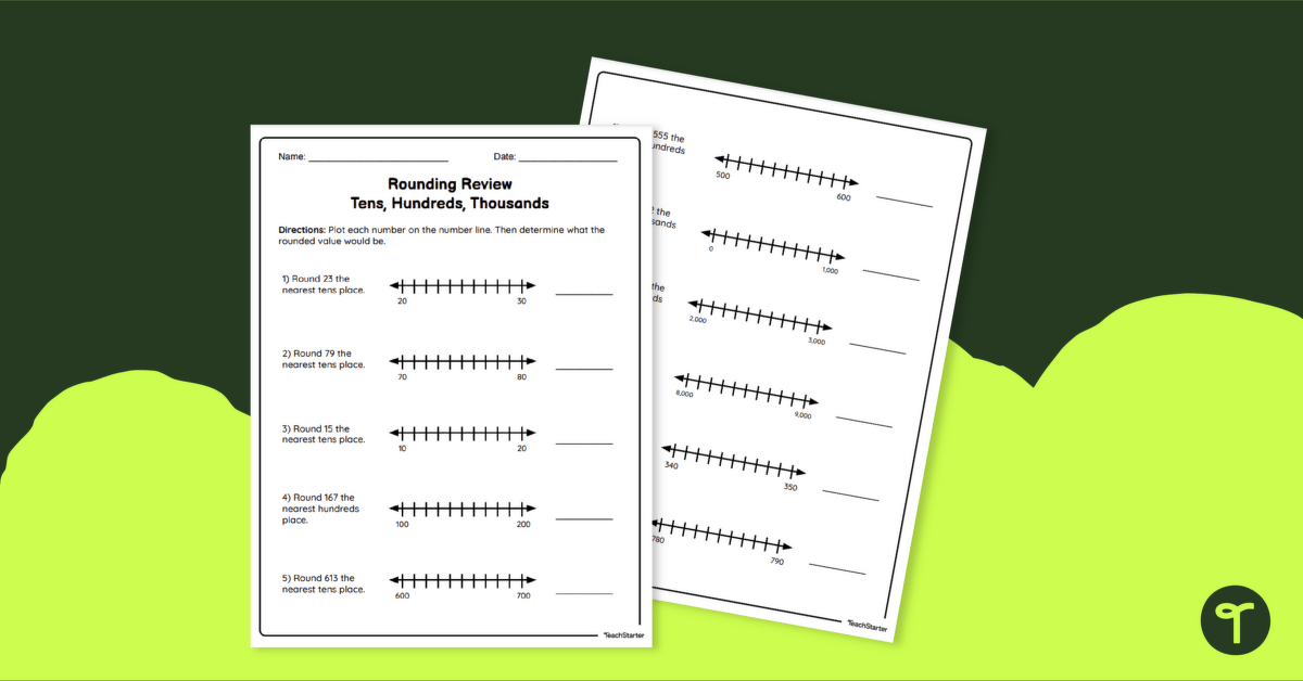 Rounding to the Nearest Ten, Hundred and Thousand Worksheet teaching resource