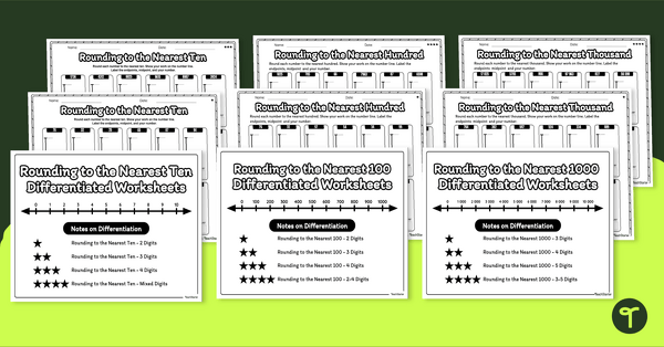 Go to Worksheet Set - Rounding Using a Vertical Number Line teaching resource