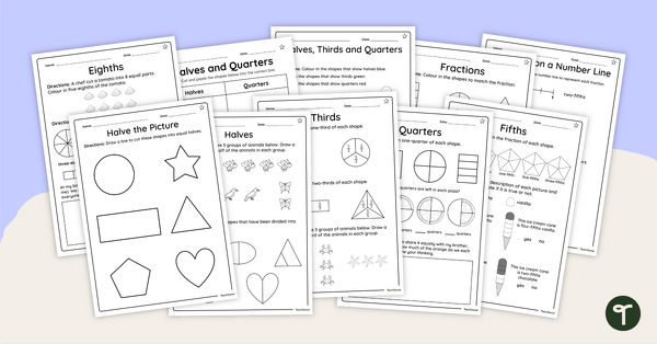 Image of Fractions Worksheet Pack – Differentiated