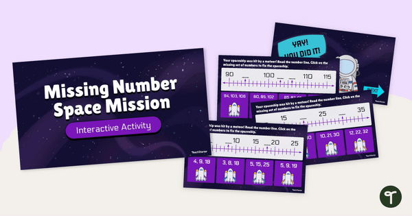 Space Mission - Find The Missing Numbers Interactive teaching resource