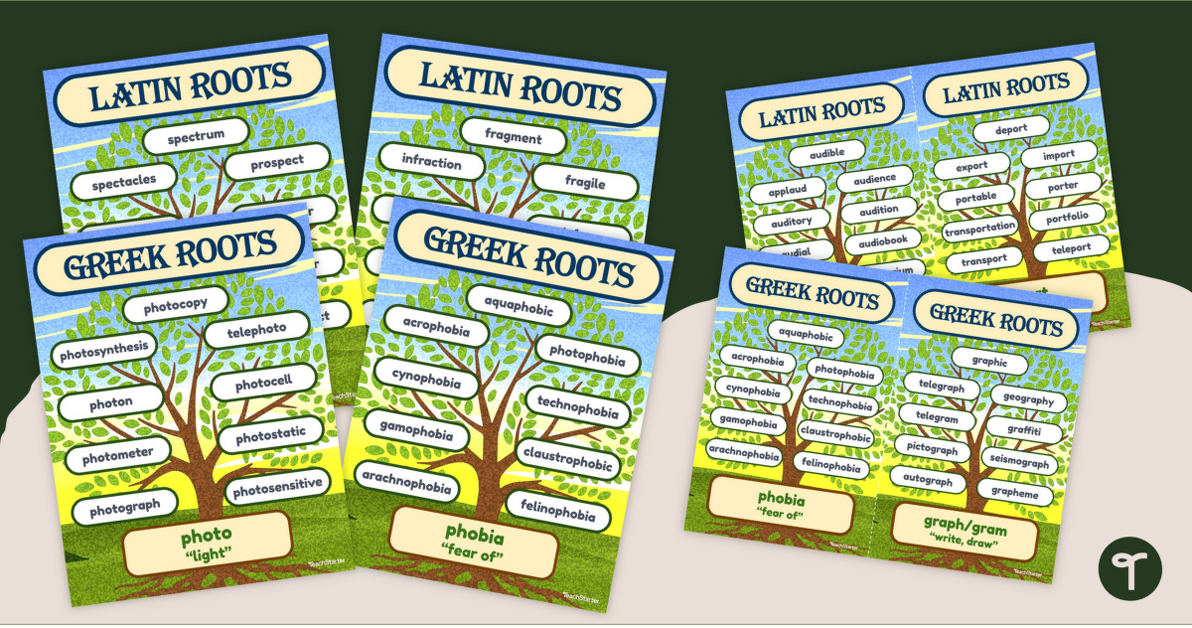 Greek and Latin Roots - Word Tree Anchor Charts teaching resource