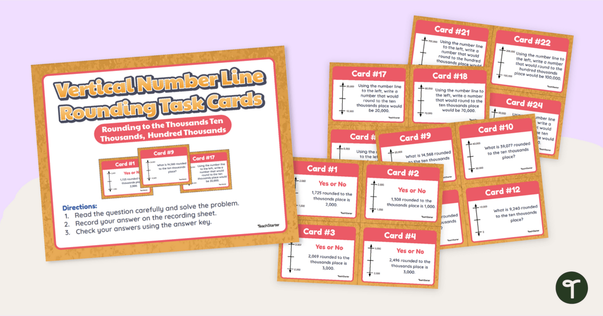 Rounding Task Cards - Numbers to 100,000 teaching resource