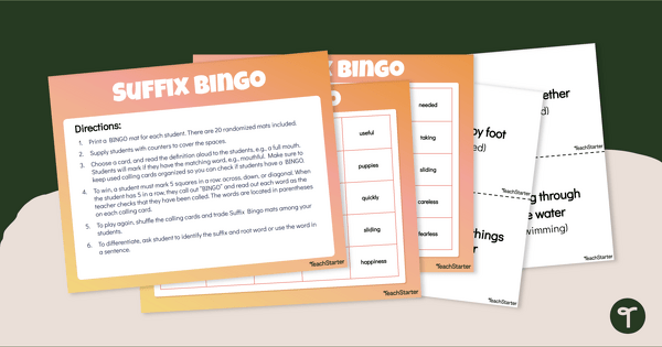 Go to Suffix Bingo - Vocabulary Game teaching resource