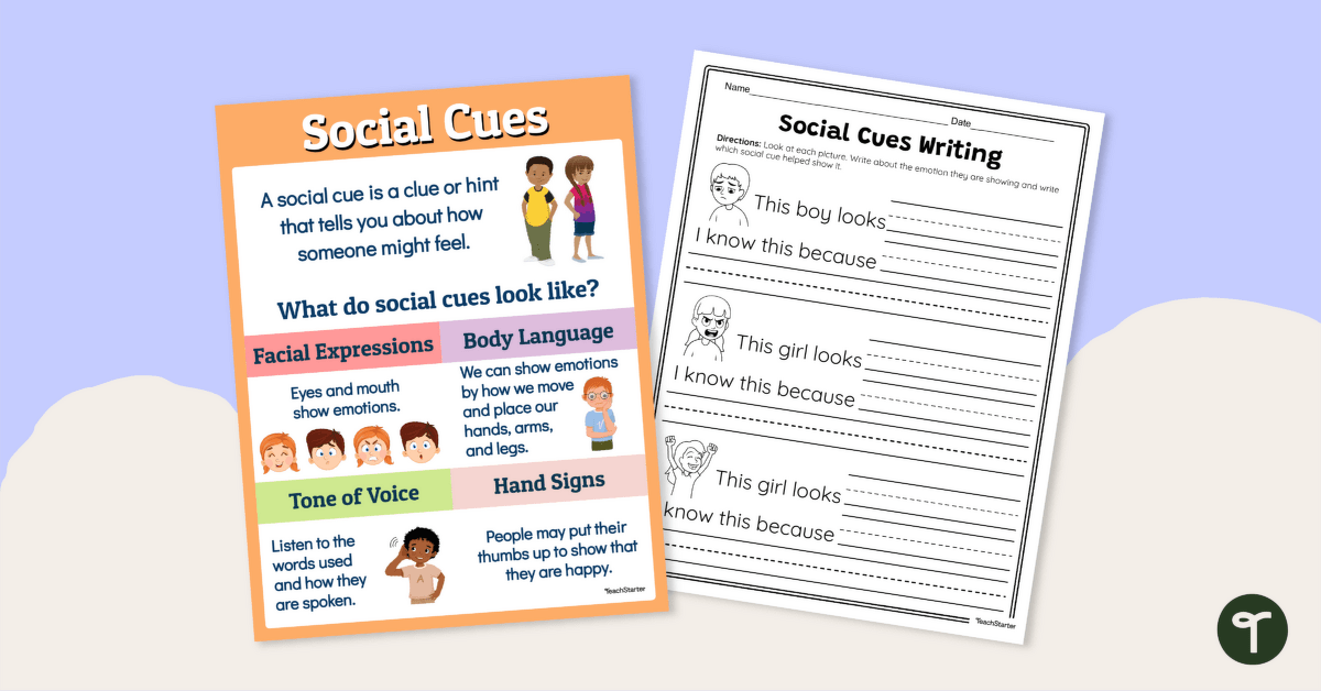 Social Cues Poster and Worksheet teaching resource