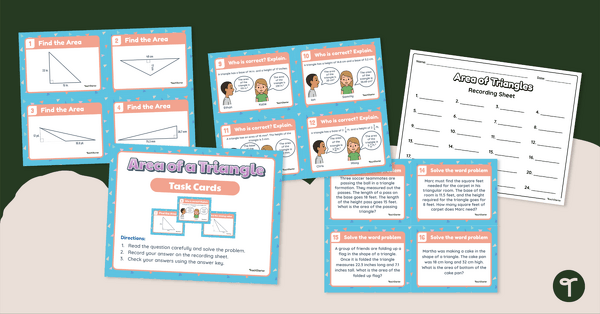 Go to Area of a Triangle – Task Cards for 6th Grade teaching resource