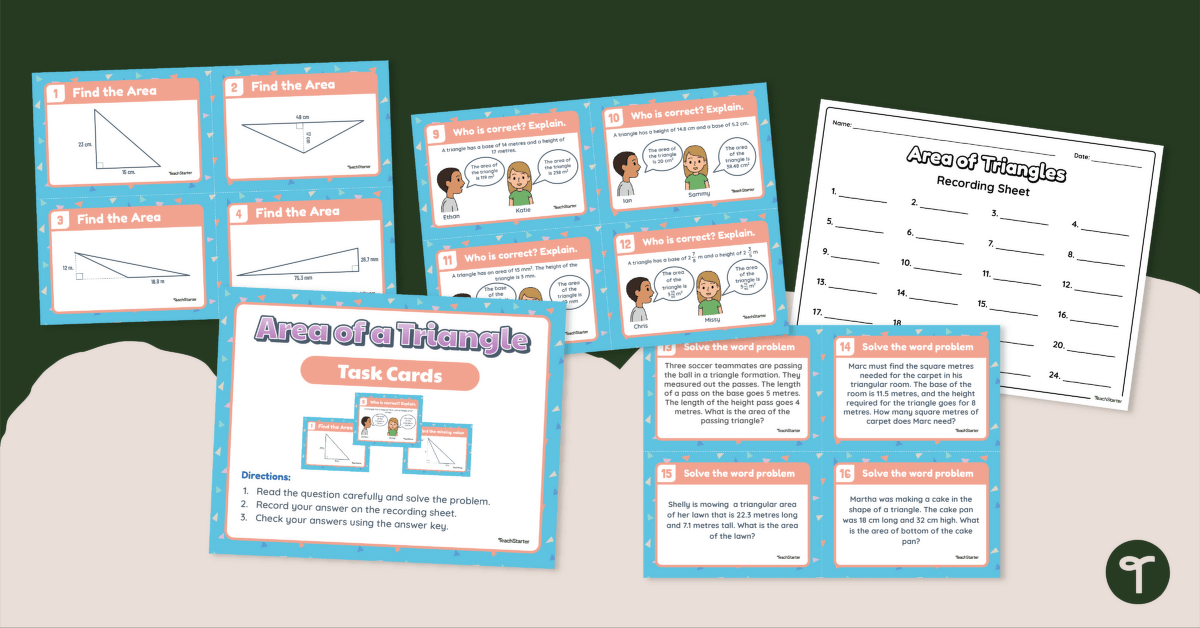 Area of a Triangle – Task Cards teaching resource
