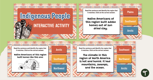 Native American Regions of North America - Indigenous Groups Interactive teaching resource