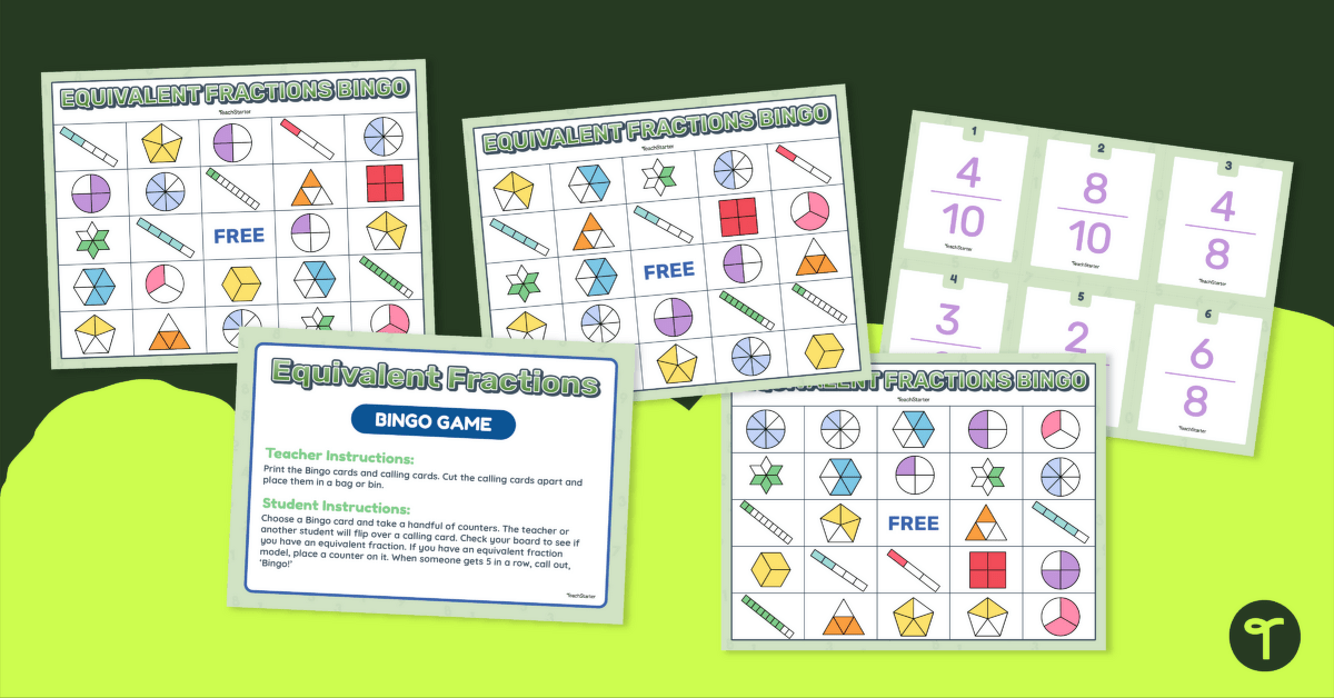 Equivalent Fractions Bingo teaching resource