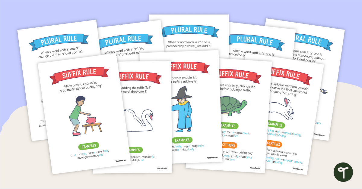 Spelling Rule Posters – Suffixes and Plurals teaching resource