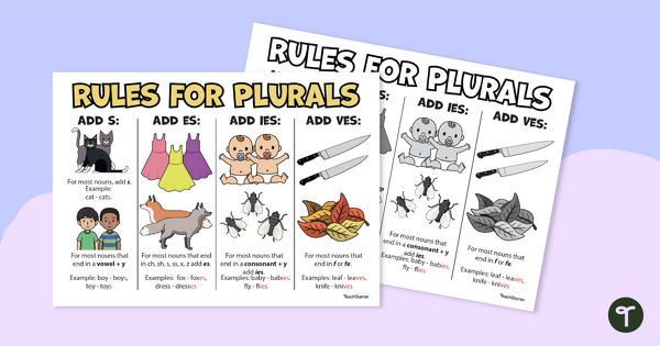 Image of Plural Nouns Chart - Printable Plural Rules Guide