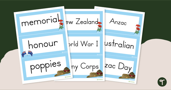 Go to Anzac Day Word Wall Vocabulary teaching resource