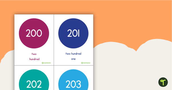 200-299 Number And Word Flashcards – Circles teaching resource