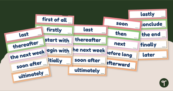 Go to Time Order Words - Transition Words Word Wall teaching resource