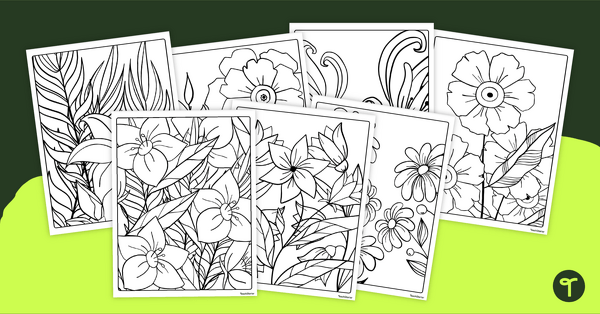 Mindful Coloring - Printable Flower Coloring Pages teaching resource