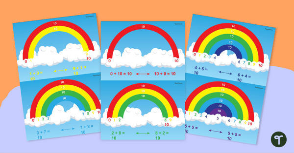 Rainbow Number Fact Cards teaching resource