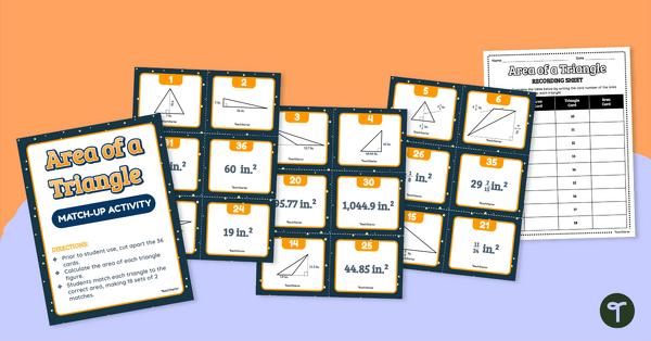 Image of Area of a Triangle Matching Activity for 6th Grade