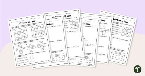 Go to Number Patterns – More and Less Worksheets teaching resource