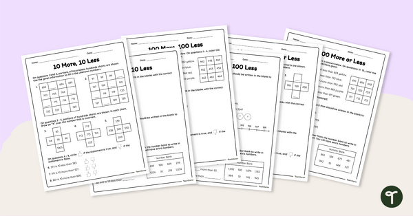 Image of Number Patterns – More and Less Worksheets