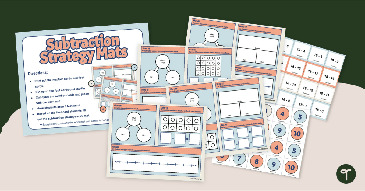Subtraction Strategy Work Mats teaching resource