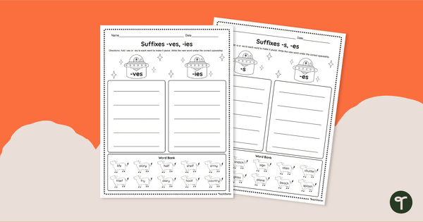 Go to Sort the Suffixes - Worksheets teaching resource