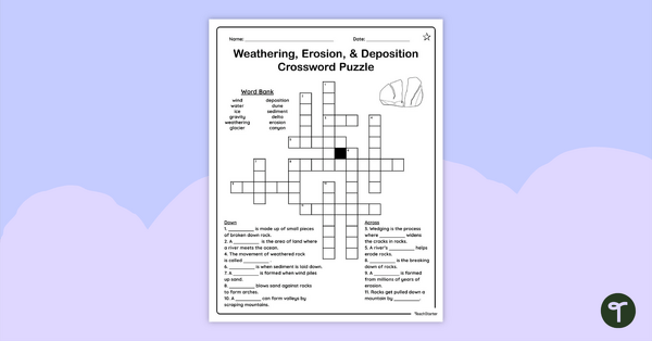 Weathering, Erosion, and Deposition – Crossword Puzzle teaching resource