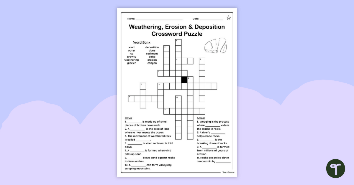 Weathering, Erosion and Deposition – Crossword Puzzle teaching resource